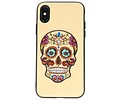 BAOHU Borduurwerk Doodshoofd Back Cases - Hoesje Geschikt voor iPhone X Beige