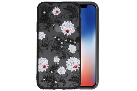 Diamant Lotus Hoesjes Cases voor iPhone X Wit