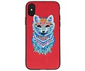 BAOHU Borduurwerk Wolf Back Cases - Hoesje Geschikt voor iPhone X Rood