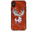 BAOHU Borduurwerk Hert Back Cases - Hoesje Geschikt voor iPhone X Bruin
