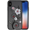 Diamant Lelies Hoesjes Cases - Hoesje Geschikt voor iPhone X Wit