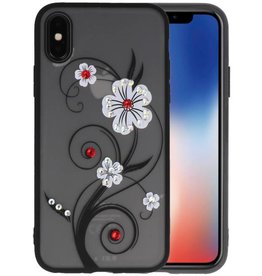 Diamant Lelies Hoesjes Cases voor iPhone X Wit