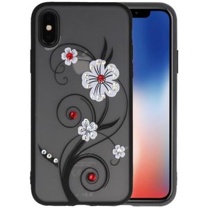 BAOHU Diamant Lelies Hoesjes Cases - Hoesje Geschikt voor iPhone X Wit