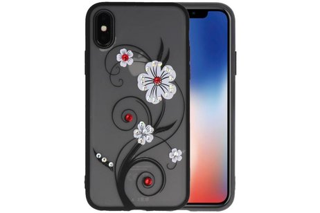BAOHU Diamant Lelies Hoesjes Cases - Hoesje Geschikt voor iPhone X Wit