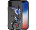 BAOHU Diamant Lelies Hoesjes Cases - Hoesje Geschikt voor iPhone X Blauw