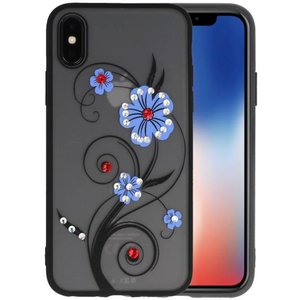 Diamant Lelies Hoesjes Cases voor iPhone X Blauw