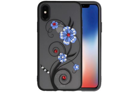 BAOHU Diamant Lelies Hoesjes Cases - Hoesje Geschikt voor iPhone X Blauw