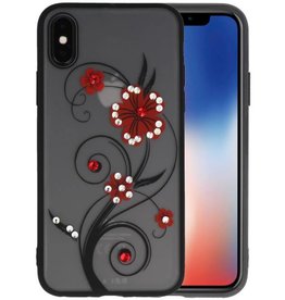 BAOHU Diamant Lelies Hoesjes Cases voor iPhone X Rood