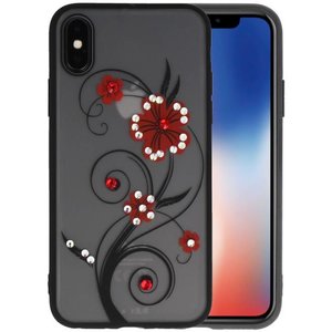 BAOHU Diamant Lelies Hoesjes Cases - Hoesje Geschikt voor iPhone X Rood