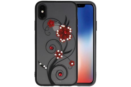 BAOHU Diamant Lelies Hoesjes Cases - Hoesje Geschikt voor iPhone X Rood