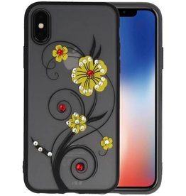BAOHU Diamant Lelies Hoesjes Cases voor iPhone X Geel