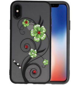 BAOHU Diamant Lelies Hoesjes Cases voor iPhone X Groen