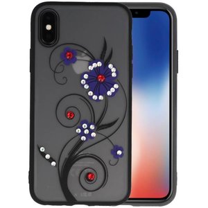 BAOHU Diamant Lelies Hoesjes Cases - Hoesje Geschikt voor iPhone X Paars