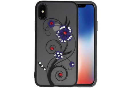 BAOHU Diamant Lelies Hoesjes Cases - Hoesje Geschikt voor iPhone X Paars