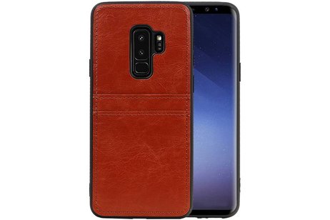 BAOHU Back Cover met 2 Pasjeshouder Hoesje Geschikt voor Samsung Galaxy S9 Plus Bruin