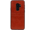 BAOHU Back Cover met 2 Pasjeshouder Hoesje Geschikt voor Samsung Galaxy S9 Plus Bruin