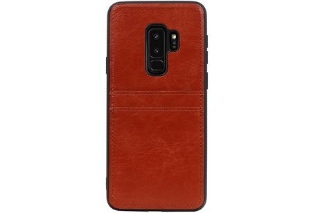 BAOHU Back Cover met 2 Pasjeshouder Hoesje Geschikt voor Samsung Galaxy S9 Plus Bruin