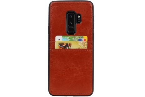 BAOHU Back Cover met 2 Pasjeshouder Hoesje Geschikt voor Samsung Galaxy S9 Plus Bruin