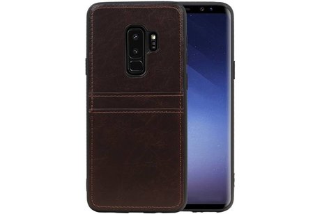 BAOHU Back Cover met 2 Pasjeshouder Hoesje Geschikt voor Samsung Galaxy S9 Plus Mocca