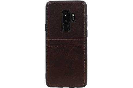BAOHU Back Cover met 2 Pasjeshouder Hoesje Geschikt voor Samsung Galaxy S9 Plus Mocca