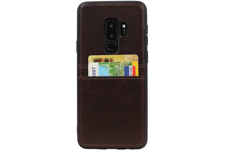 BAOHU Back Cover met 2 Pasjeshouder Hoesje Geschikt voor Samsung Galaxy S9 Plus Mocca