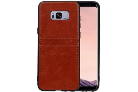 BAOHU Back Cover met 2 Pasjeshouder Hoesje Geschikt voor Samsung Galaxy S8 Plus Bruin