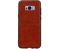 BAOHU Back Cover met 2 Pasjeshouder Hoesje Geschikt voor Samsung Galaxy S8 Plus Bruin