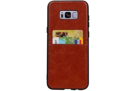 Back Cover 2 Pasjes Hoesje voor Galaxy S8 Plus Bruin