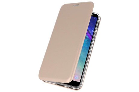 Slim Folio Case - Book Case Telefoonhoesje - Folio Flip Hoesje - Geschikt voor Samsung Galaxy A6 2018 - Goud