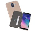 Slim Folio Case - Book Case Telefoonhoesje - Folio Flip Hoesje - Geschikt voor Samsung Galaxy A6 2018 - Goud