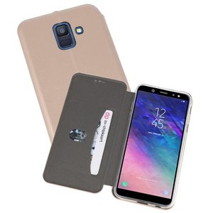 Slim Folio Case - Book Case Telefoonhoesje - Folio Flip Hoesje - Geschikt voor Samsung Galaxy A6 2018 - Goud