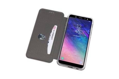 Slim Folio Case - Book Case Telefoonhoesje - Folio Flip Hoesje - Geschikt voor Samsung Galaxy A6 2018 - Grijs