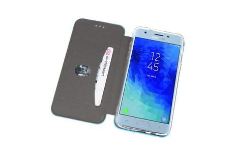 Slim Folio Case - Book Case Telefoonhoesje - Folio Flip Hoesje - Geschikt voor Samsung Galaxy J3 2018 - Blauw