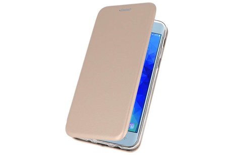 Slim Folio Case - Book Case Telefoonhoesje - Folio Flip Hoesje - Geschikt voor Samsung Galaxy J3 2018 - Goud