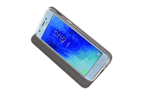 Slim Folio Case - Book Case Telefoonhoesje - Folio Flip Hoesje - Geschikt voor Samsung Galaxy J3 2018 - Grijs