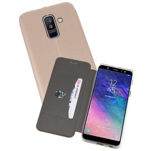 Slim Folio Case - Book Case Telefoonhoesje - Folio Flip Hoesje - Geschikt voor Samsung Galaxy A6 Plus 2018 - Goud