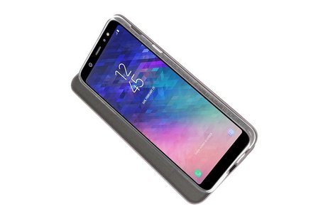Slim Folio Case - Book Case Telefoonhoesje - Folio Flip Hoesje - Geschikt voor Samsung Galaxy A6 Plus 2018 - Grijs