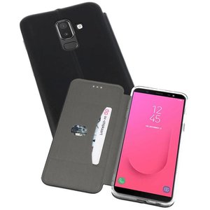 Slim Folio Case - Book Case Telefoonhoesje - Folio Flip Hoesje - Geschikt voor Samsung Galaxy J8 2018 - Zwart