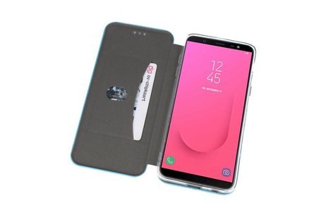 Slim Folio Case - Book Case Telefoonhoesje - Folio Flip Hoesje - Geschikt voor Samsung Galaxy J8 2018 - Blauw