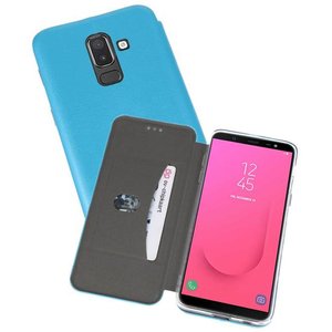 Slim Folio Case - Book Case Telefoonhoesje - Folio Flip Hoesje - Geschikt voor Samsung Galaxy J8 2018 - Blauw