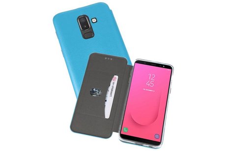 Slim Folio Case - Book Case Telefoonhoesje - Folio Flip Hoesje - Geschikt voor Samsung Galaxy J8 2018 - Blauw