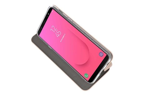 Slim Folio Case - Book Case Telefoonhoesje - Folio Flip Hoesje - Geschikt voor Samsung Galaxy J8 2018 - Goud