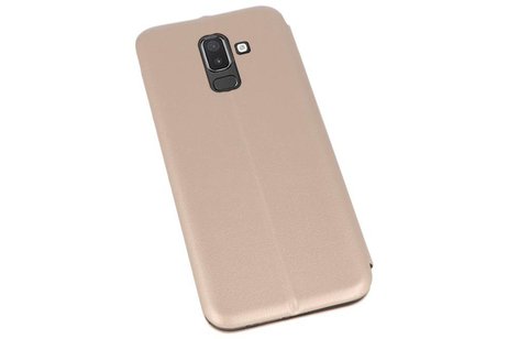 Slim Folio Case - Book Case Telefoonhoesje - Folio Flip Hoesje - Geschikt voor Samsung Galaxy J8 2018 - Goud