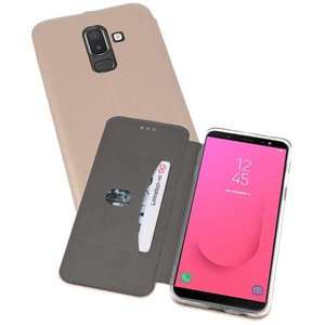 Slim Folio Case - Book Case Telefoonhoesje - Folio Flip Hoesje - Geschikt voor Samsung Galaxy J8 2018 - Goud