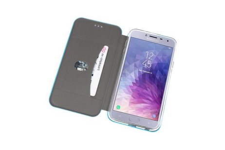 Slim Folio Case - Book Case Telefoonhoesje - Folio Flip Hoesje - Geschikt voor Samsung Galaxy J4 - Blauw