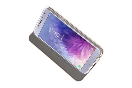 Slim Folio Case - Book Case Telefoonhoesje - Folio Flip Hoesje - Geschikt voor Samsung Galaxy J4 - Goud