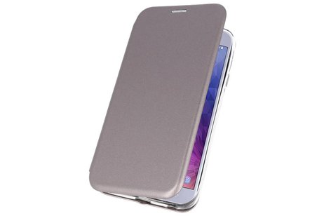 Slim Folio Case - Book Case Telefoonhoesje - Folio Flip Hoesje - Geschikt voor Samsung Galaxy J4 - Grijs