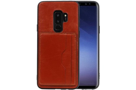 BAOHU Staand Back Cover met 1 Pasjeshouder Hoesje Geschikt voor Samsung Galaxy S9 Plus Bruin