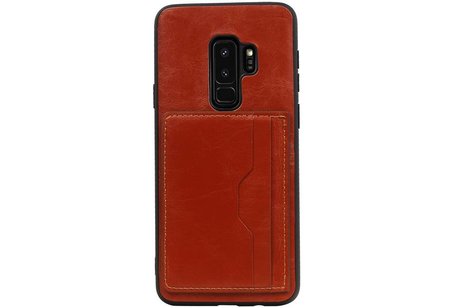 BAOHU Staand Back Cover met 1 Pasjeshouder Hoesje Geschikt voor Samsung Galaxy S9 Plus Bruin