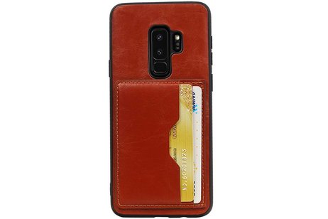 BAOHU Staand Back Cover met 1 Pasjeshouder Hoesje Geschikt voor Samsung Galaxy S9 Plus Bruin